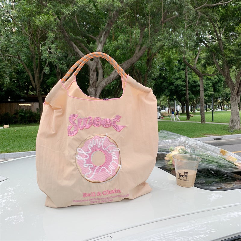 Ball Embroidered Single Shoulder Nylon Large Capacity Commuter Simple Bag Trendy Daily Capacity Shopping Bag Sweet Chain Hundred - Image 4