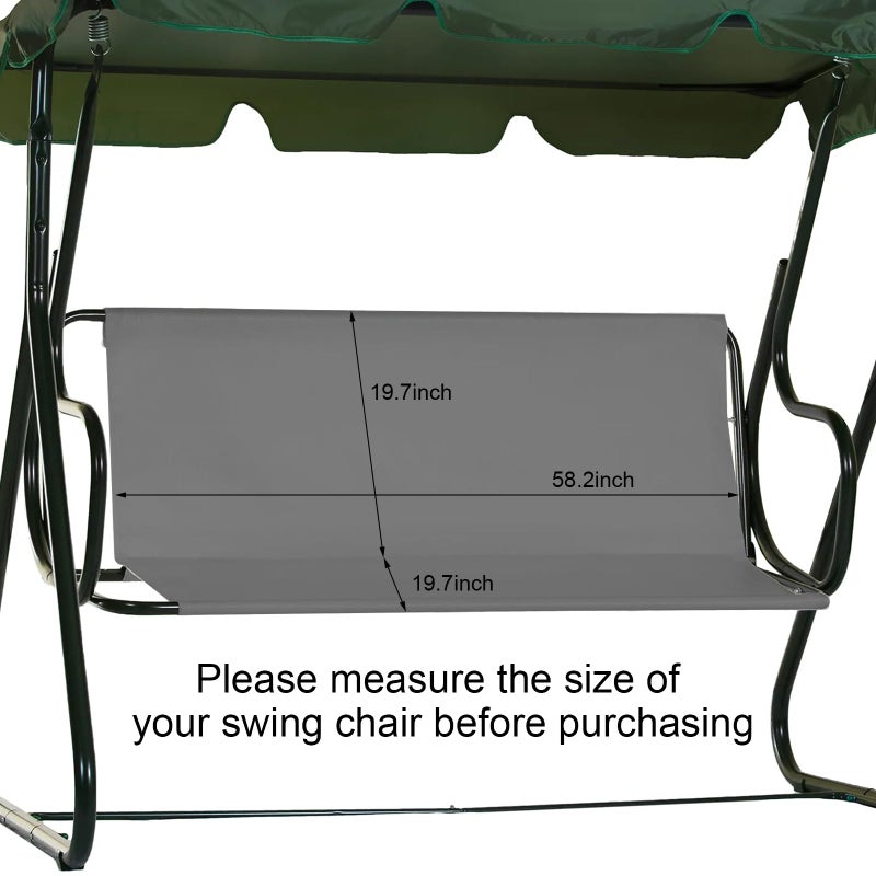 Baizoy Porch Patio Swing Seat Cover Replacement,600D Thickened Oxford Waterproof Swing Replacement,Cushion Protection,Outdoors Covers Seater for Bench,Seats Swings 3-Seat Garden (Gray, 58.2x19.7x19.7 inch) - Image 2