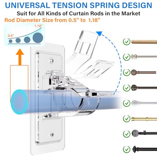Antimbee 12-Pack No Drill Needed Curtain Rod Brackets, Self Adhesive Rod Holders, Multipurpose Nail Free Stick on Curtain Rod Hooks, Curtain Hangers for Dorm, Bathroom, Bedroom, Livingroom Decor - Image 2