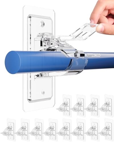 Antimbee 12-Pack No Drill Needed Curtain Rod Brackets, Self Adhesive Rod Holders, Multipurpose Nail Free Stick on Curtain Rod Hooks, Curtain Hangers for Dorm, Bathroom, Bedroom, Livingroom Decor - Image 1