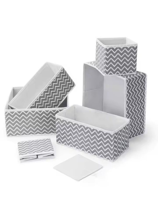 DUNISO 6 Pieces of Drawer Organizer, foldable clothing storage box, wardrobe drawer divider, suitable for storing clothes, socks, underwear, and scarves (gray) - Image 1