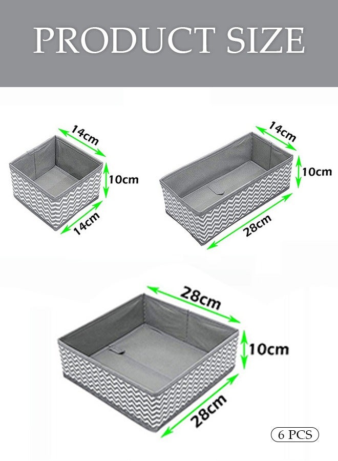 DUNISO 6 Pieces of Drawer Organizer, foldable clothing storage box, wardrobe drawer divider, suitable for storing clothes, socks, underwear, and scarves (gray) - Image 5