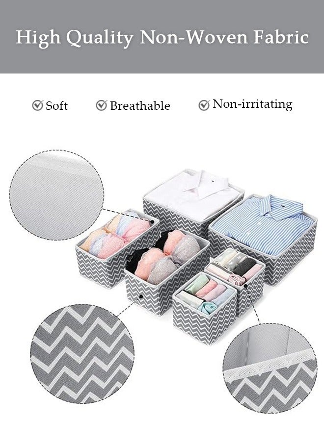 DUNISO 6 Pieces of Drawer Organizer, foldable clothing storage box, wardrobe drawer divider, suitable for storing clothes, socks, underwear, and scarves (gray) - Image 3