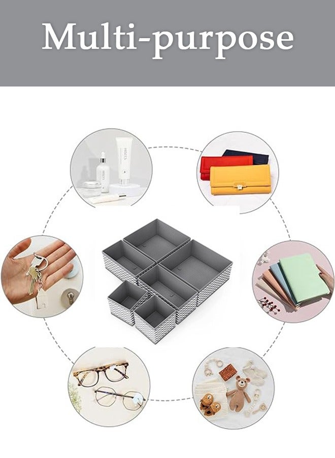 DUNISO 6 Pieces of Drawer Organizer, foldable clothing storage box, wardrobe drawer divider, suitable for storing clothes, socks, underwear, and scarves (gray) - Image 4