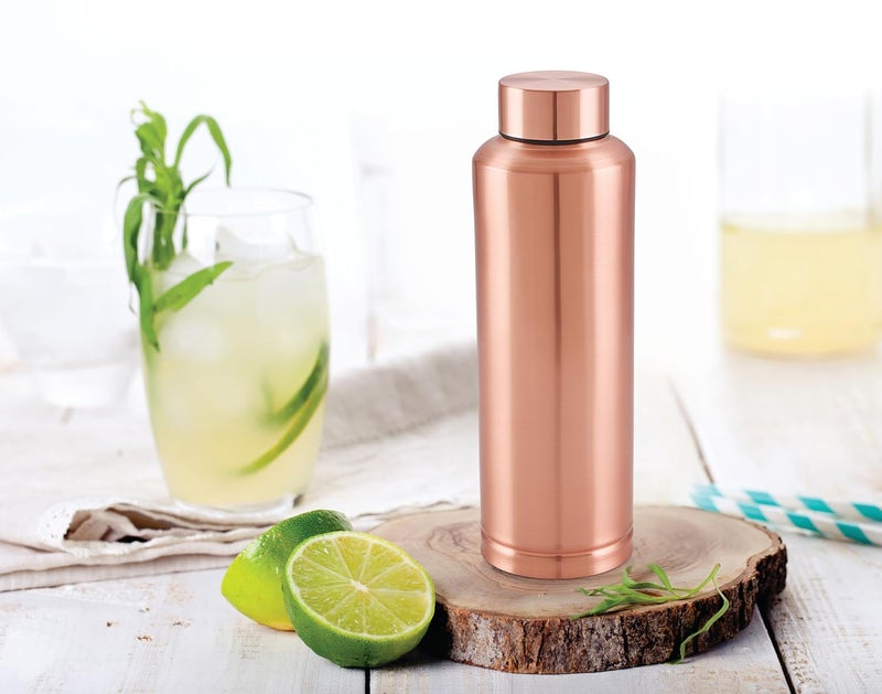 Silver Glow زجاجة فضية كوبروم زجاجة ماء مطلية بالنحاس النقي سعة 1000 مل مضادة للتسرب ومتينة زجاجة ماء مثالية للمدرسة والمكتب والصالة الرياضية هدية مثالية في ديوالي وحفلات الزفاف - Image 5