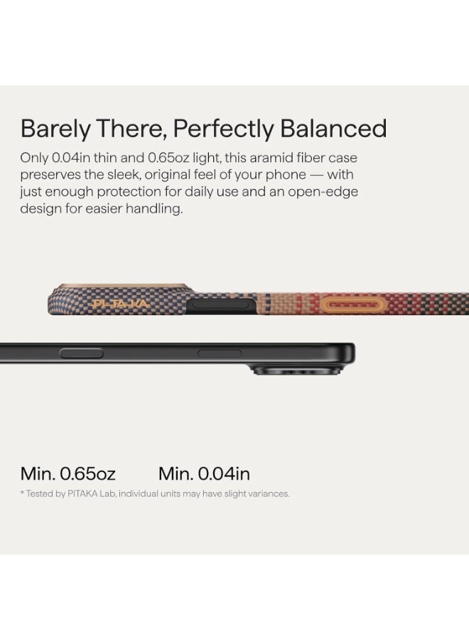 PITAKA حافظة بيتاكا لجهاز آيفون 17 برو 6.3" مع زر التحكم في الكاميرا، متوافقة مع ماغسيف، حافظة رفيعة للغاية مع شعور لمسي بدون حافظة، مصنوعة من ألياف الأراميد 1500D، غروب الشمس - Image 2