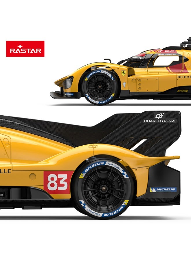 Rastar 1:14 Scale Ferrari 499P-N83 Yellow USB Charging Remote Control Car, Officially Licensed Ferrari RC Toy Car for Kids - Image 5