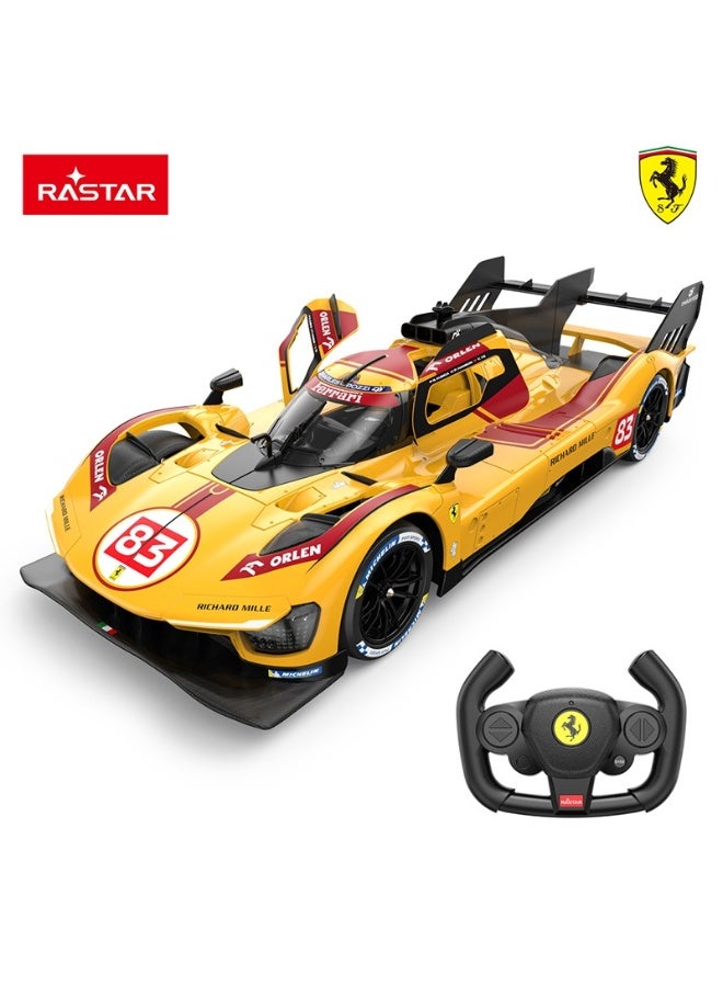 Rastar 1:14 Scale Ferrari 499P-N83 Yellow USB Charging Remote Control Car, Officially Licensed Ferrari RC Toy Car for Kids - Image 1