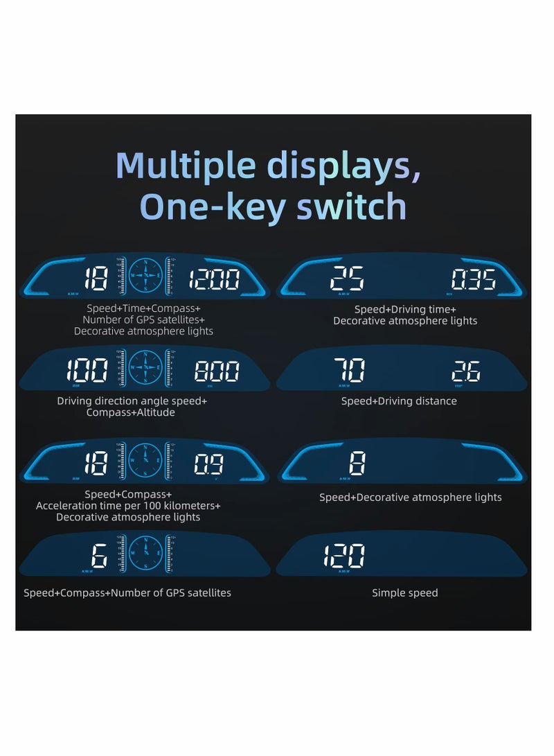 Digital GPS Speedometer Universal Heads Up Display for Car 5.5 inch Large LCD Display HUD with MPH Speed Fatigued Driving Alert Overspeed Alarm Trip Meter for All Vehicle - Image 4
