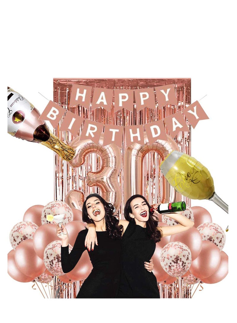 SYOSI 30th Birthday Decorations for Women Rose Gold 30 Party Decoration Happy Banner Kits Rosegold Balloons Girls Supplies - Image 5