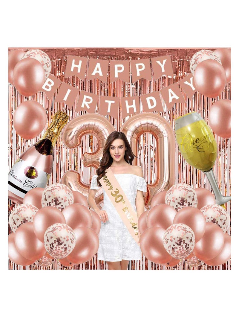 SYOSI 30th Birthday Decorations for Women Rose Gold 30 Party Decoration Happy Banner Kits Rosegold Balloons Girls Supplies - Image 4