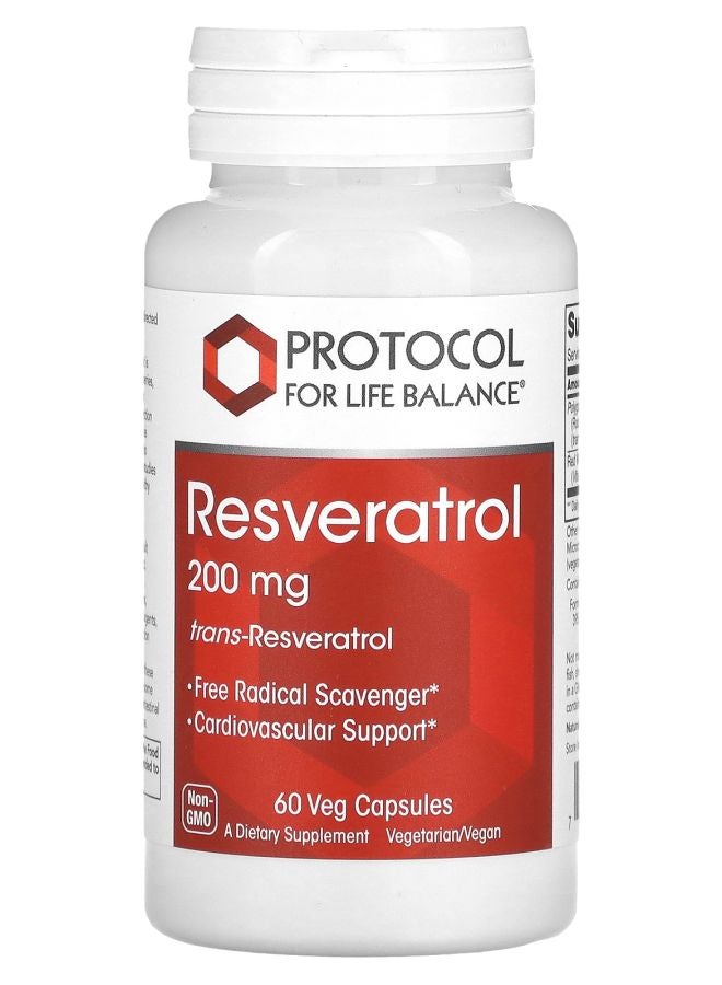 Protocol For Life Balance Resveratrol 200 mg 60 Veg Capsules