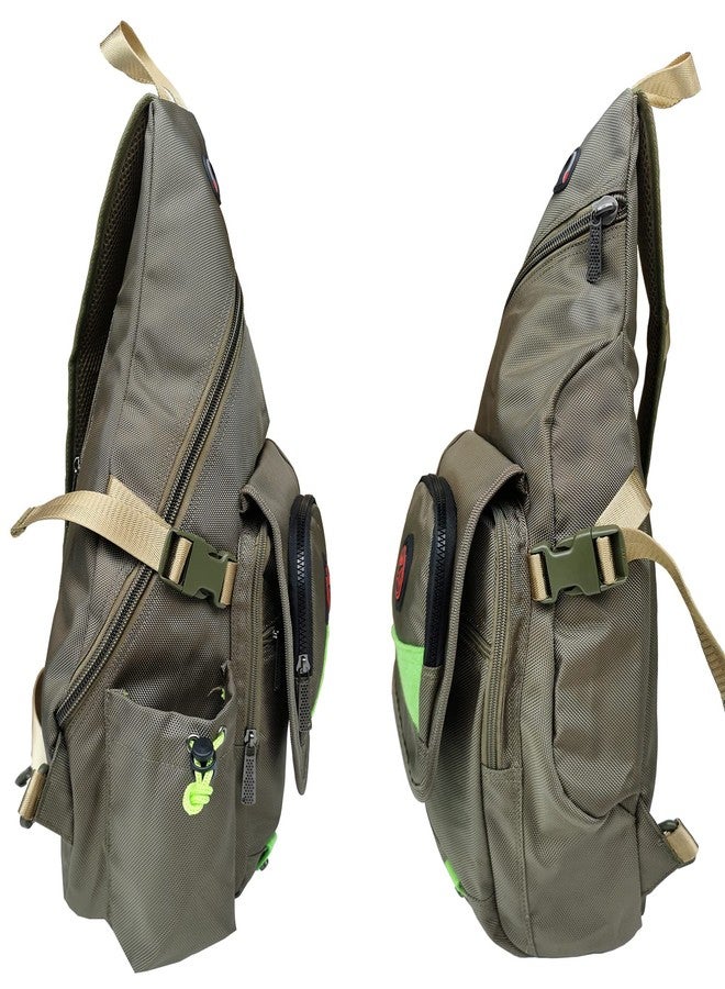 Innturt Large Sling Bag Backpack Pack 13" 14" Laptop Bag Satchel Festival Travel Backpack (Green) - Image 4