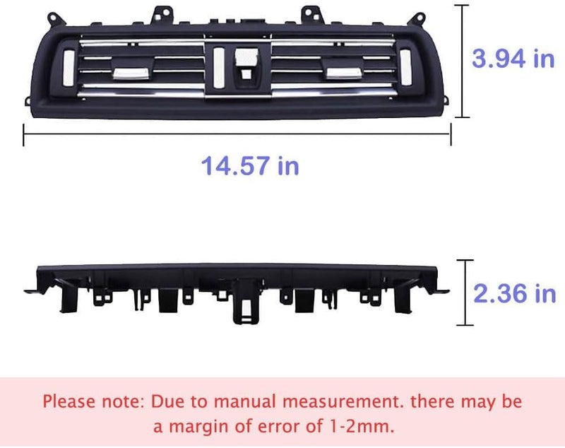 Goodithy Dashboard Center Chromed Air Conditioning Cover, Front Middle AC Vent Grille Outlet Panel Trim Replacement For BMW 5 Series F10 F11 F18 520i 523i 525i 528i 535i (Full Chrome) | Chromed Front Dash Center A/C Air Conditioning Grille Panel, for BMW 520i 523i 525i 528i 530i 535i 550i 2010-2016 - Image 4
