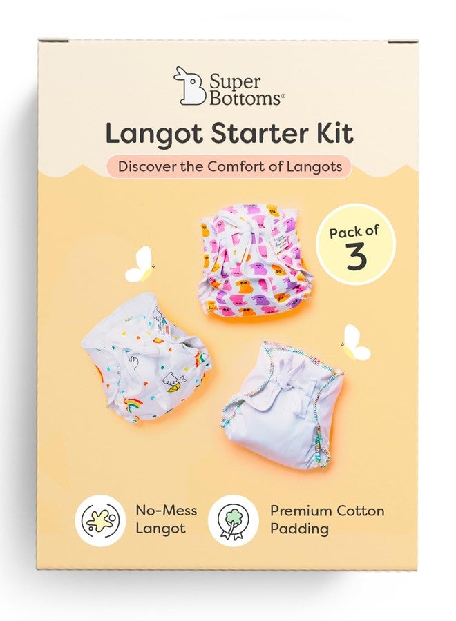 SuperBottoms DryFeel Baby Langot 0-6 months l Organic Cotton Modern Baby Nappy l Mess-free Langot with Gentle Elastics l Super DryFeel Top Layer l Diaper-free Time Essential | 3 Pack - Image 1