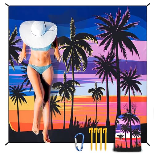 HIHOHO Beach Blanket Waterproof Sandproof Extra Large Beach Mat 79 X 83120x108for 18 Adults Quick Drying Durable Outdoor Picnic Mat for Beach Travel Camping Hiking - Image 1