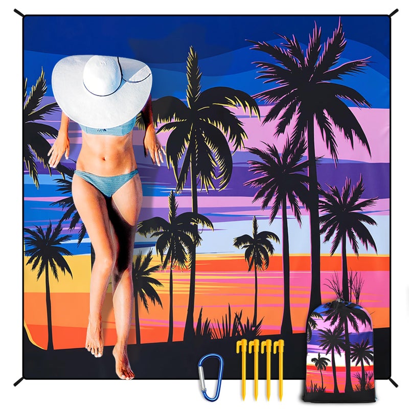 HIHOHO Beach Blanket Waterproof Sandproof Extra Large Beach Mat 79 X 83120x108for 18 Adults Quick Drying Durable Outdoor Picnic Mat for Beach Travel Camping Hiking - Image 2