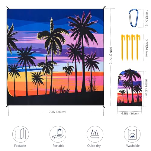 HIHOHO Beach Blanket Waterproof Sandproof Extra Large Beach Mat 79 X 83120x108for 18 Adults Quick Drying Durable Outdoor Picnic Mat for Beach Travel Camping Hiking - Image 3