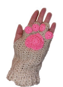 Generic Women fingerless gloves mittens opened warmers tricot with paws  - Image 1