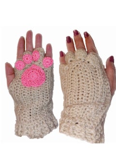 Generic Women fingerless gloves mittens opened warmers tricot with paws  - Image 3