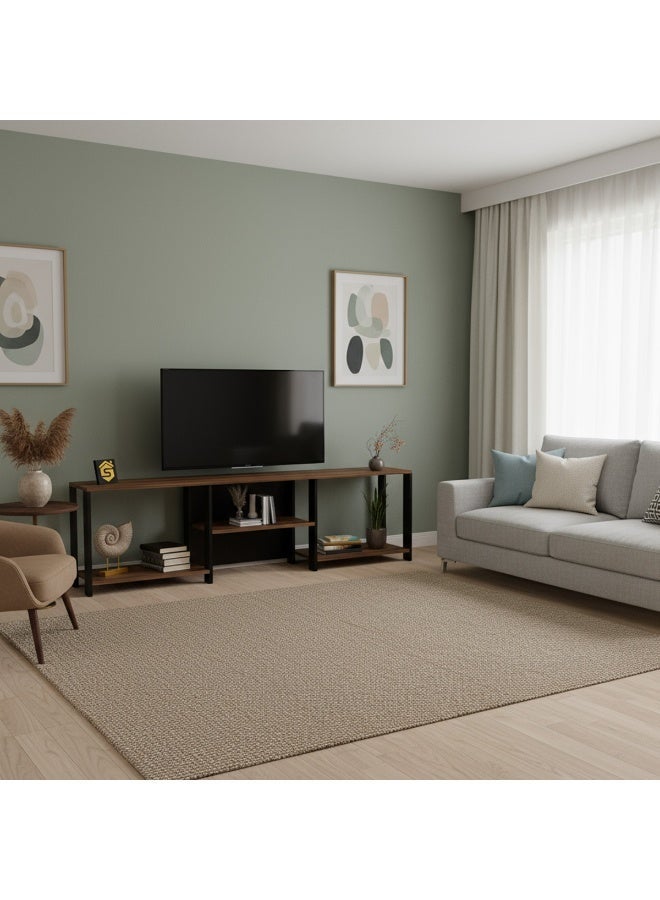 ستايلش هوم طاولة حامل تلفزيون 180*30*52 سم وأرفف تخزين ومركز ترفيهي حديث وطاولة وحدة تحكم تلفزيون متعددة الوظائف صناعية لغرفة المعيشة المنزلية - Image 3