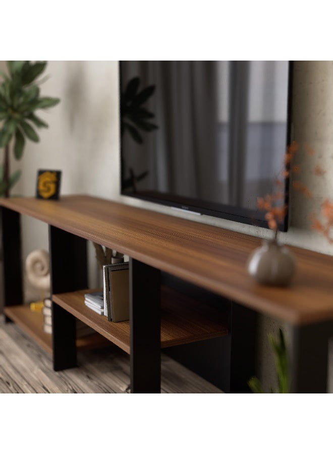 ستايلش هوم طاولة حامل تلفزيون 180*30*52 سم وأرفف تخزين ومركز ترفيهي حديث وطاولة وحدة تحكم تلفزيون متعددة الوظائف صناعية لغرفة المعيشة المنزلية - Image 5
