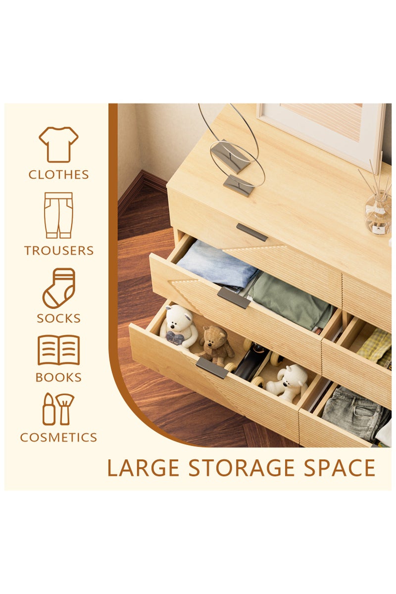 Chogori Dresser for Bedroom with 6 Drawer, Farmhouse Wood Dresser Storage Drawers, Espresso Long Double Fluted Dressers, Closet Organizers TV Stand for Living Room,Hallway - Image 5
