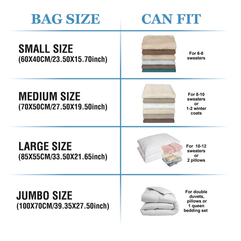 Roomimaster Vacuum Storage Bags, Vacuum Seal Space Saver Bags for Clothing, Travel Lugggage, Carry-on, Blankets, Comforters, Pillow, Bedding, 20 Combo - Image 4