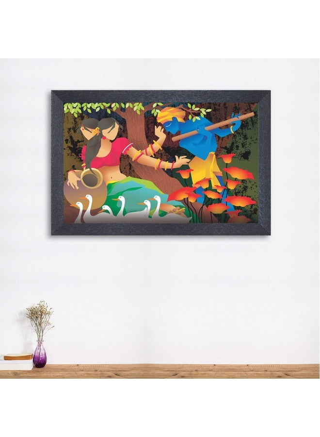 راندم لوحة تجريدية متعددة الألوان مؤطرة عشوائية (RP-2393)، 18 بوصة × 12 بوصة - Image 2