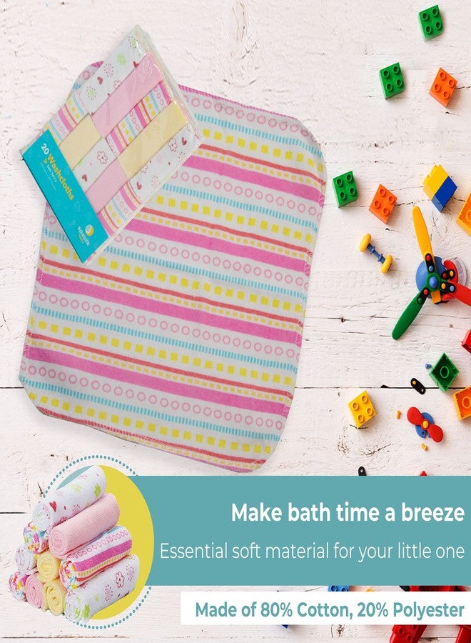 Spasilk Washcloth Wipes Set for Newborn Boys & Girls, Soft Terry Washcloth Set, Pack of 20, Pink Lines, 20 Pack - Image 5