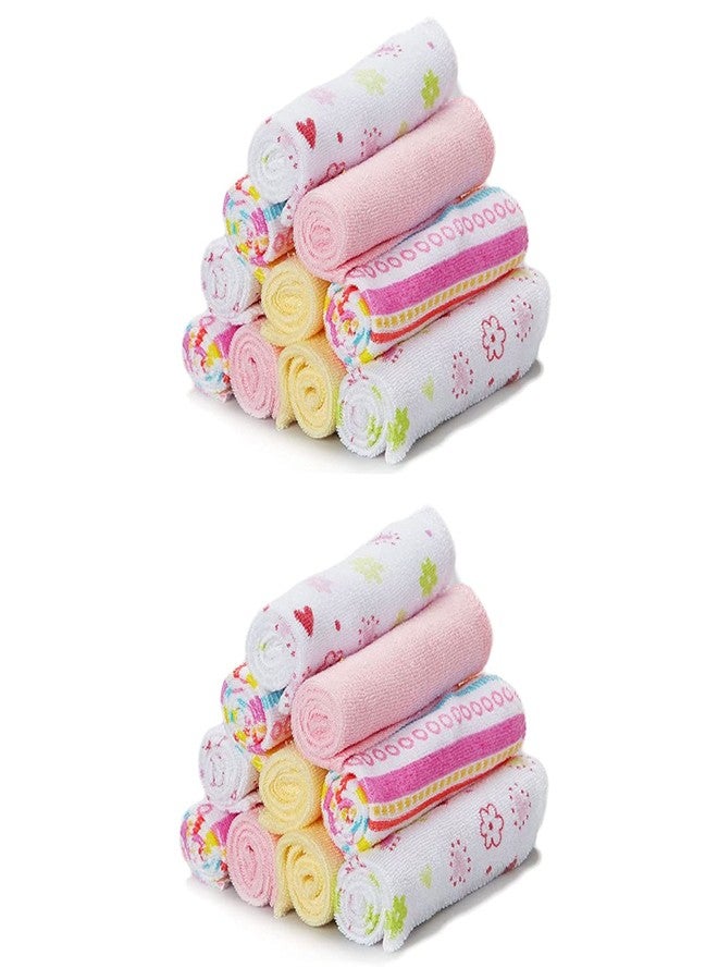 Spasilk Washcloth Wipes Set for Newborn Boys & Girls, Soft Terry Washcloth Set, Pack of 20, Pink Lines, 20 Pack - Image 1