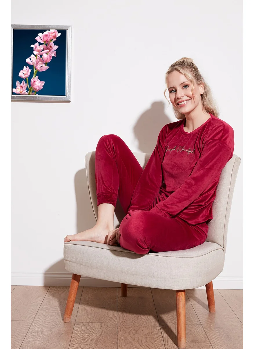 Lela Regular Fit Soft Texture Velvet Pajama Set Women's Pajama Set 6094200W4