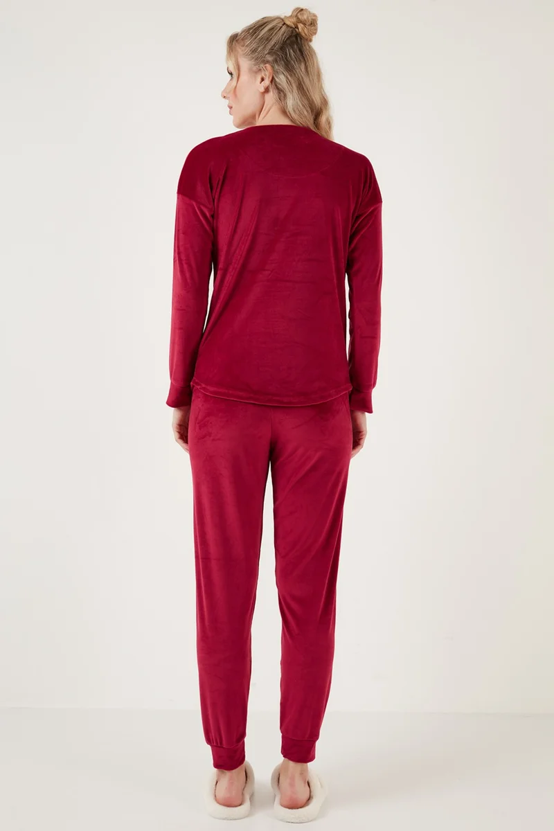 Lela Regular Fit Soft Texture Velvet Pajama Set Women's Pajama Set 6094200W4