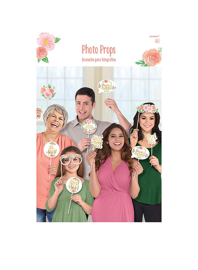 Amscan أدوات تصوير للبنات الرضع مزينة بالزهور 13 قطعة، مستلزمات حفلة استقبال المولود