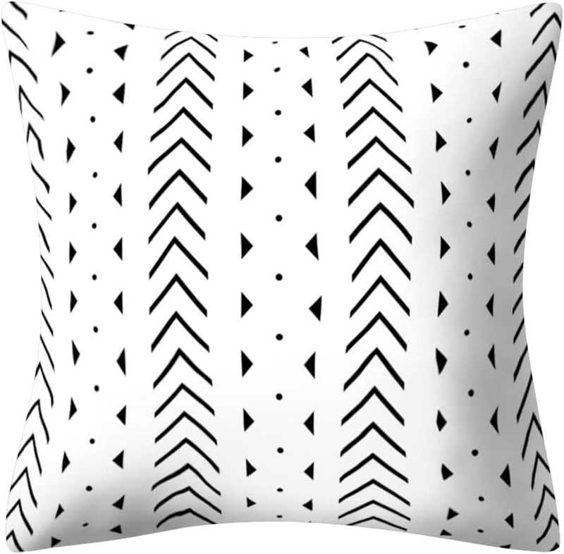 Drmstow Set of 4 Pillow Covers Black and White Boho Throw Pillow Covers Modern Geometric Pattern Decorative Cushion Pillowcases for Home Decor Couch Bedroom Sofa Chair Car 18x18 Inches - Image 5