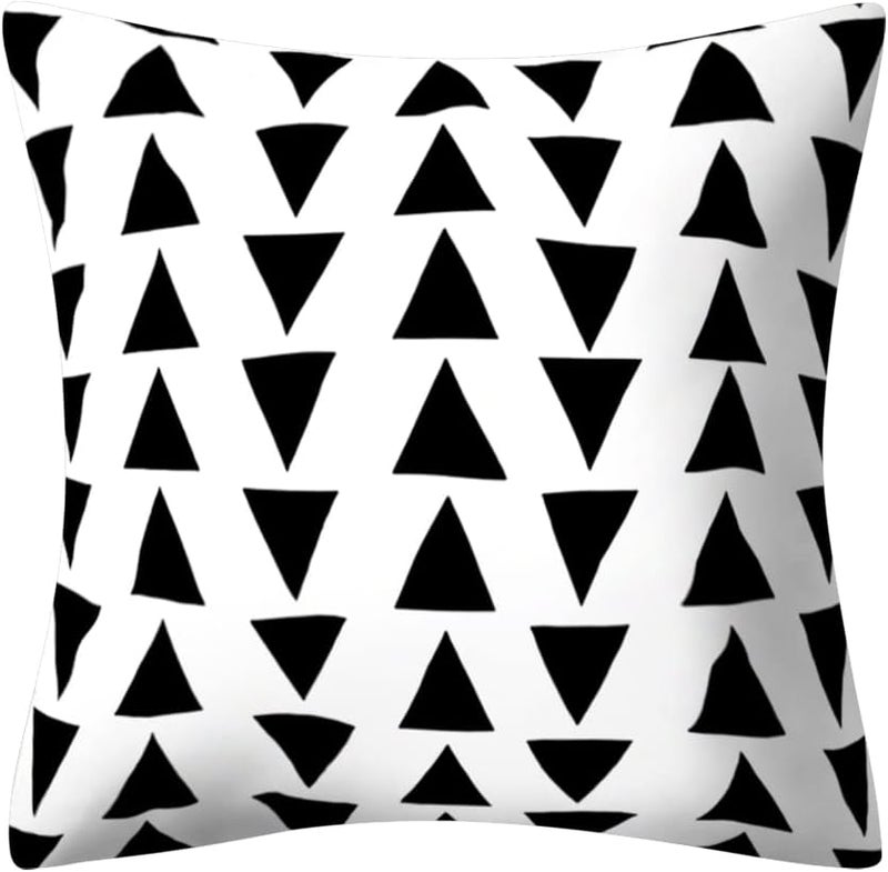 Drmstow Set of 4 Pillow Covers Black and White Boho Throw Pillow Covers Modern Geometric Pattern Decorative Cushion Pillowcases for Home Decor Couch Bedroom Sofa Chair Car 18x18 Inches - Image 3