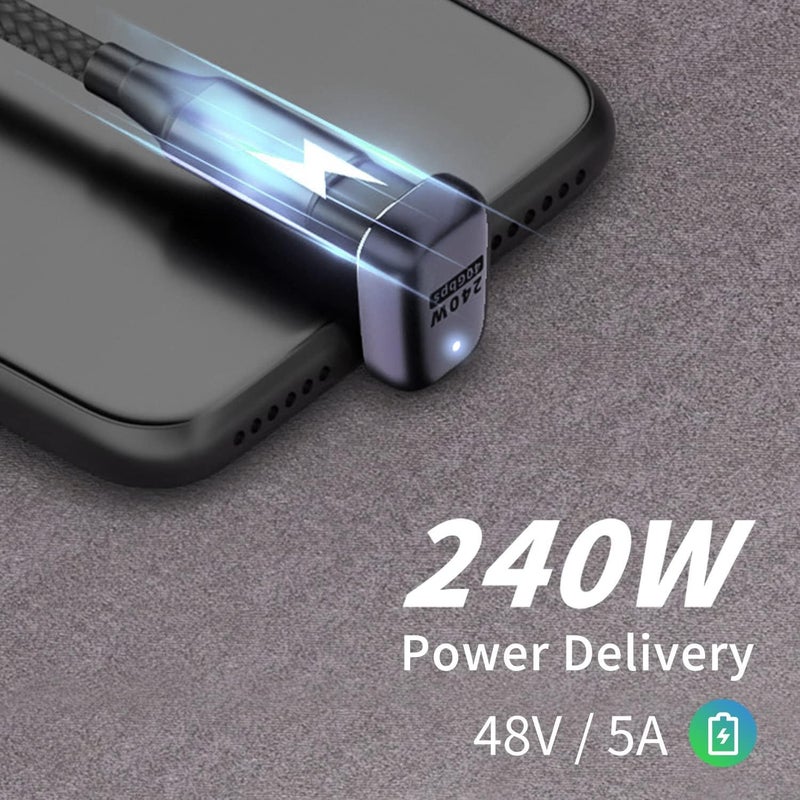 Microware محول USB C بزاوية 180 درجة 240 واط، محول USB C على شكل U بسرعة 40 جيجابت في الثانية، موصل USB C بزاوية 180 درجة لدعم عرض الفيديو والصوت بدقة 8K للكمبيوتر المحمول، ماك بوك، ثندربولت 4/3 - Image 5