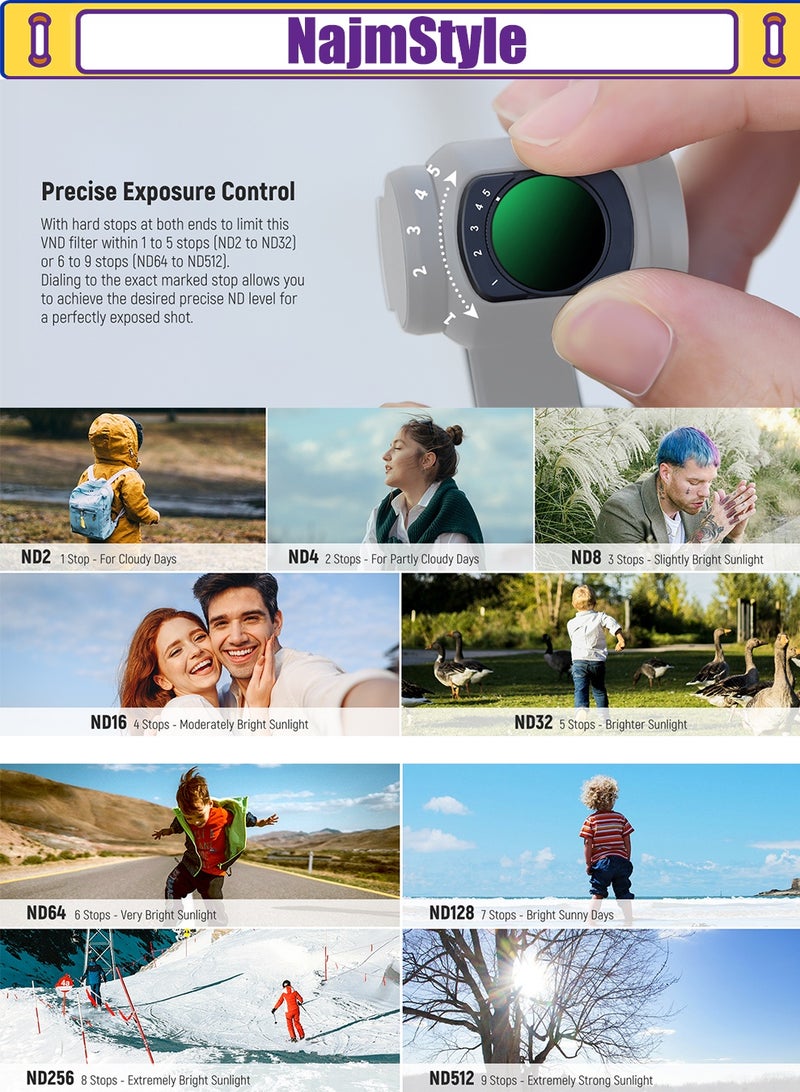 نجم ستايل مجموعة مرشحات ND مغناطيسية متوافقة مع ملحقات DJI Osmo Pocket 3 Creator Combo - Image 5