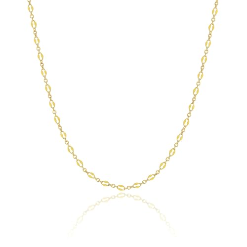 Tewiky Gold Chain Choker Necklaces for Women, 14k Gold Plated Thin Lace Lips Chain Necklace Dainty Gold Necklace Simple Link Chain Aesthetic Necklaces Delicate Gold Jewelry for Women - Image 1