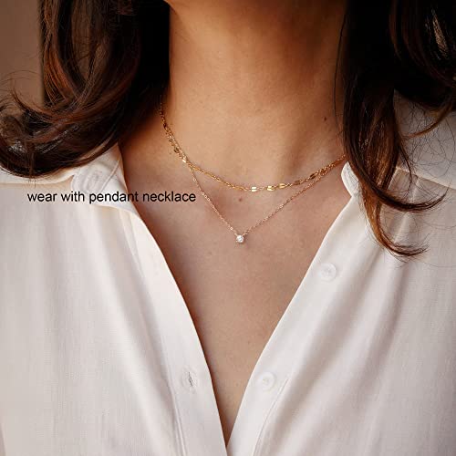 Tewiky Gold Chain Choker Necklaces for Women, 14k Gold Plated Thin Lace Lips Chain Necklace Dainty Gold Necklace Simple Link Chain Aesthetic Necklaces Delicate Gold Jewelry for Women - Image 4