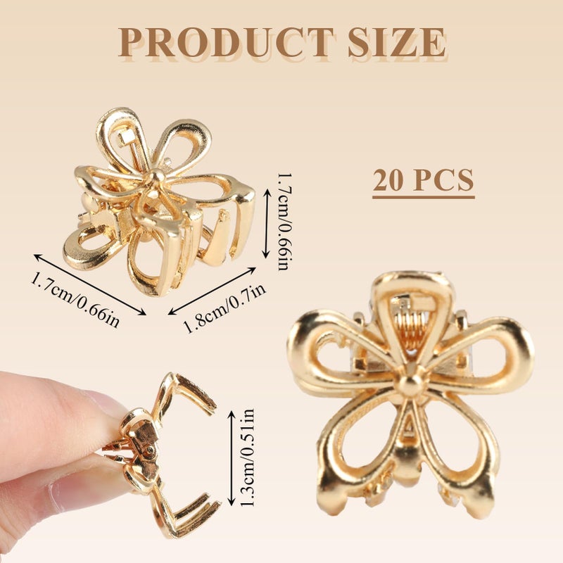 Aesnoun 20 Pack Small Gold Flower Hair Clips for Women Girls, Tiny Metal Claw Clips with Sparkling Floral Design, Nonslip Bangs Accessories, Cute Floral Hair Decorations, Mini Christmas Set - Image 2