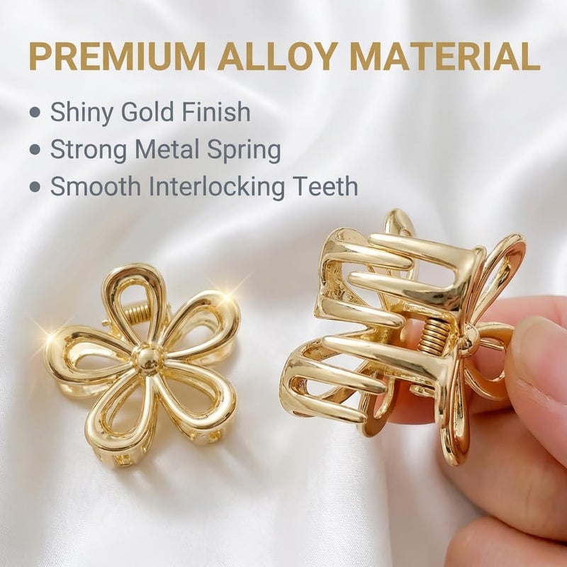 Aesnoun 20 Pack Small Gold Flower Hair Clips for Women Girls, Tiny Metal Claw Clips with Sparkling Floral Design, Nonslip Bangs Accessories, Cute Floral Hair Decorations, Mini Christmas Set - Image 4