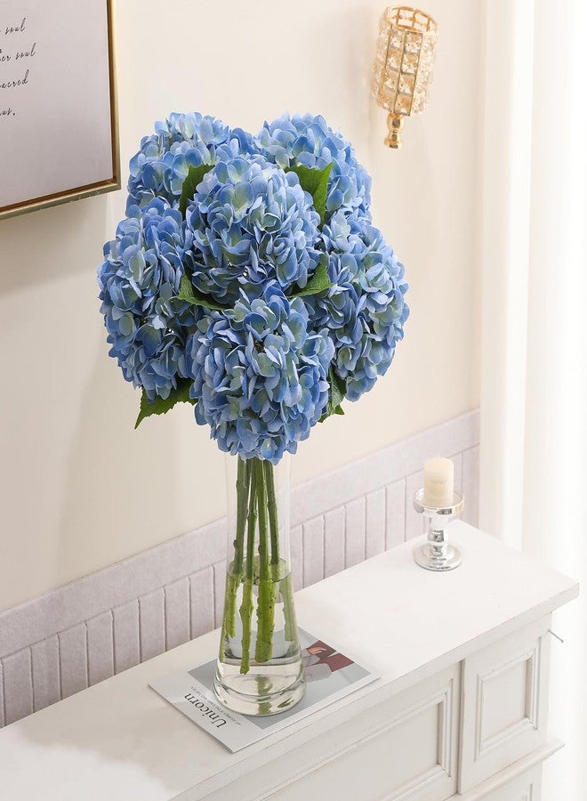 Kisflower 6PCS 22 inch Hydrangea Artificial Flowers Real Touch Blue Faux Hydrangea Flowers with Home Office Decor or Wedding Arrange Holiday and Birthday Party Decorations(Blue) - Image 3