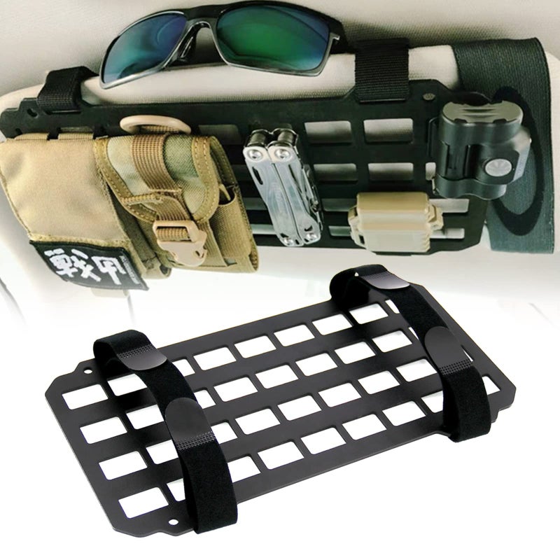 RULLINE Car Sun Visor Rigid Molle Organizer Panel Compatible with Backpack Tactical Accessories Gear Holder Molle Pouches EDC Tools
