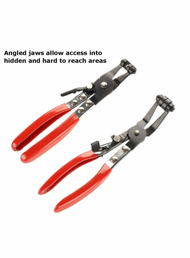 Excefore Flat and Angled Flat Band Hose Clamp Pliers, Coolant Hose Clips, Works on all Flat Band Style Hose Clamps of Removal and Installation, Locking Car Water Pipe Removal Tool Fuel Coolant Clip2Pcs - Image 2