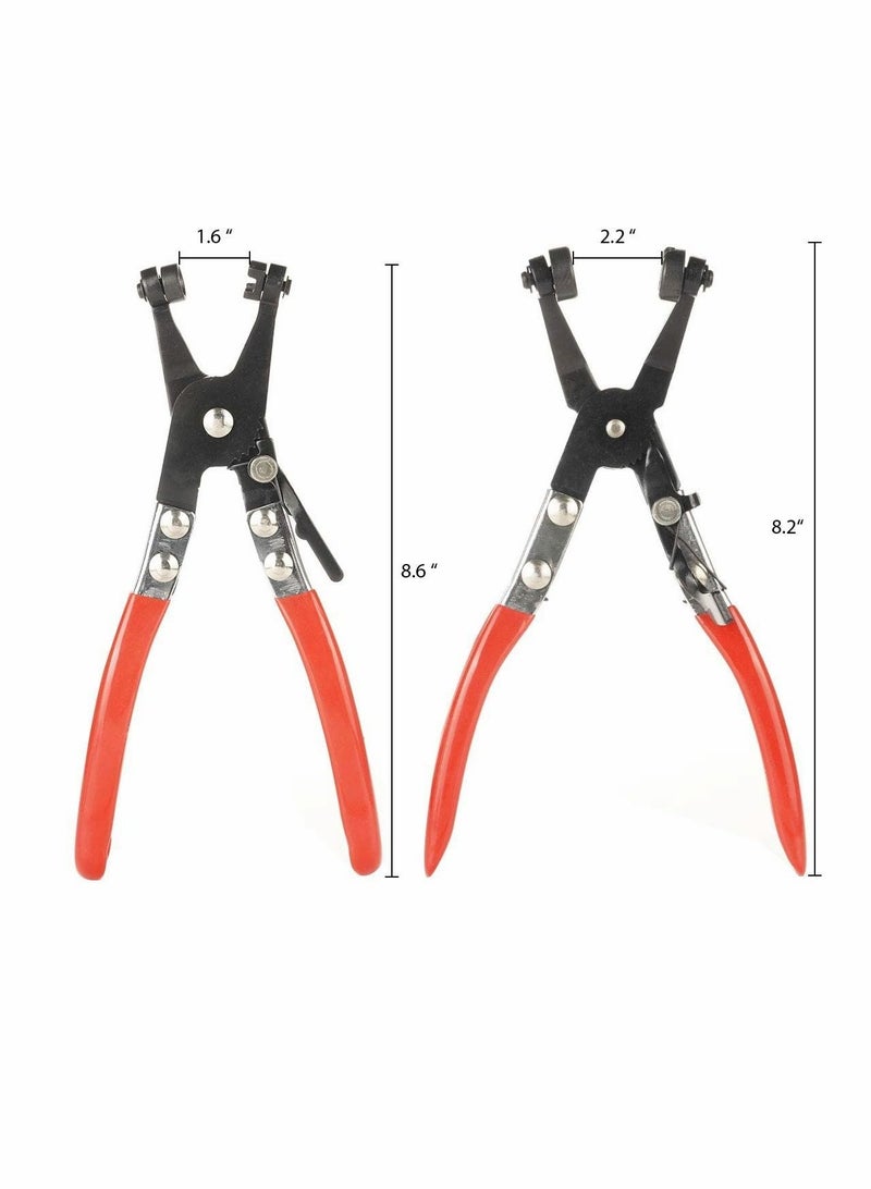 Excefore Flat and Angled Flat Band Hose Clamp Pliers, Coolant Hose Clips, Works on all Flat Band Style Hose Clamps of Removal and Installation, Locking Car Water Pipe Removal Tool Fuel Coolant Clip2Pcs - Image 4