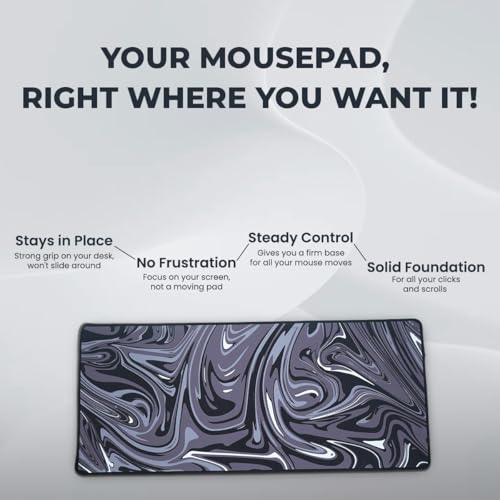SPIN CART Large Gaming Mouse pad, Long XXL Extended Desk Table Mat Mousepad for Laptop PC Computer (Black Abstract) - Image 2