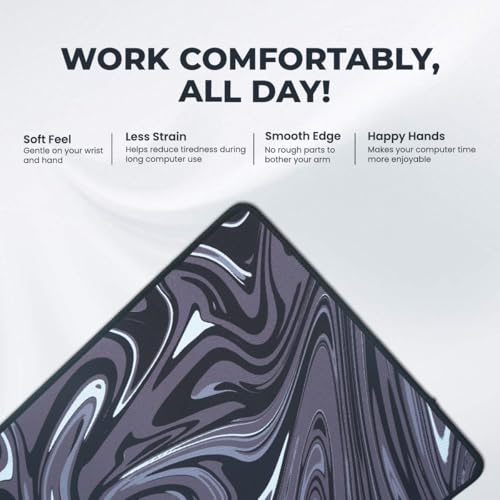 SPIN CART Large Gaming Mouse pad, Long XXL Extended Desk Table Mat Mousepad for Laptop PC Computer (Black Abstract) - Image 3