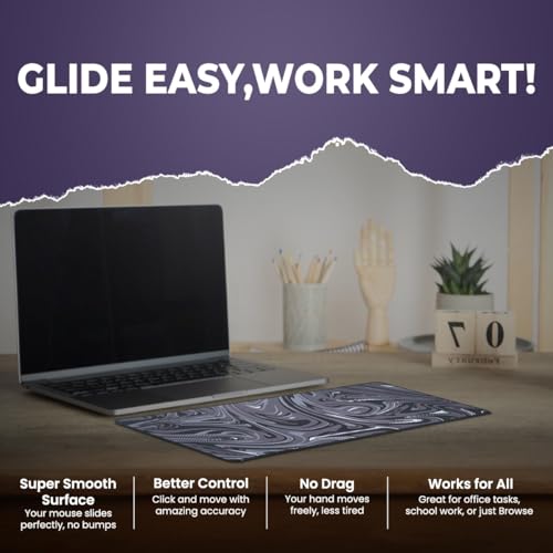 SPIN CART Large Gaming Mouse pad, Long XXL Extended Desk Table Mat Mousepad for Laptop PC Computer (Black Abstract) - Image 5