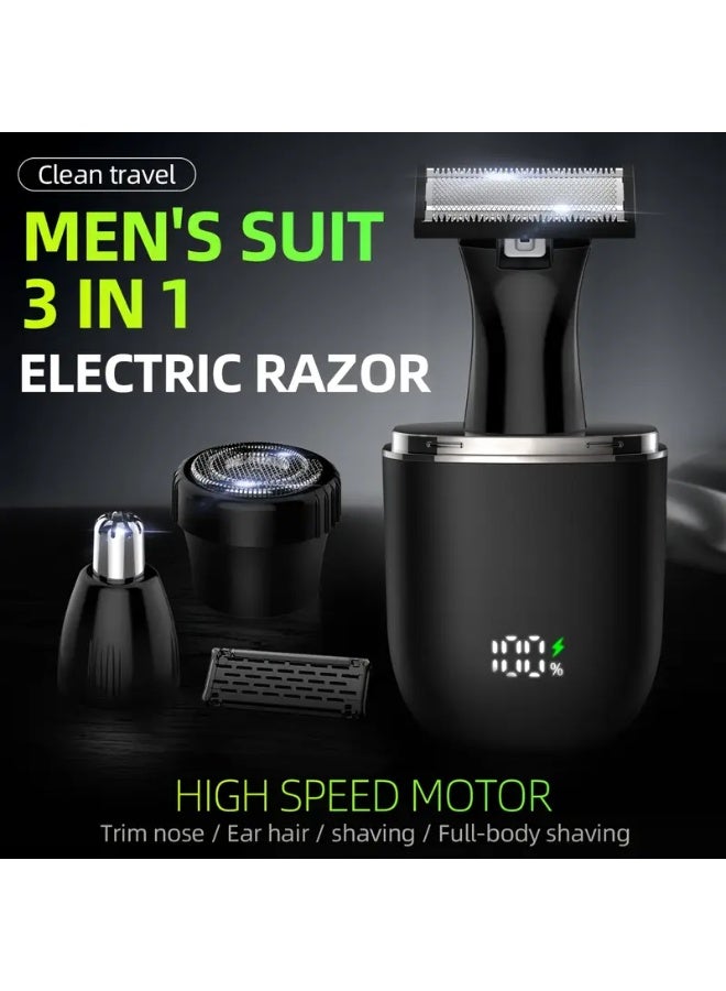 KIKIDO 6800 RPM Electric Razor for Men - 3-in-1 Trimmer with USB-C Charging, LCD Display & 3 Combs (2/4/6mm) for Face, Body & Travel Grooming - Image 2